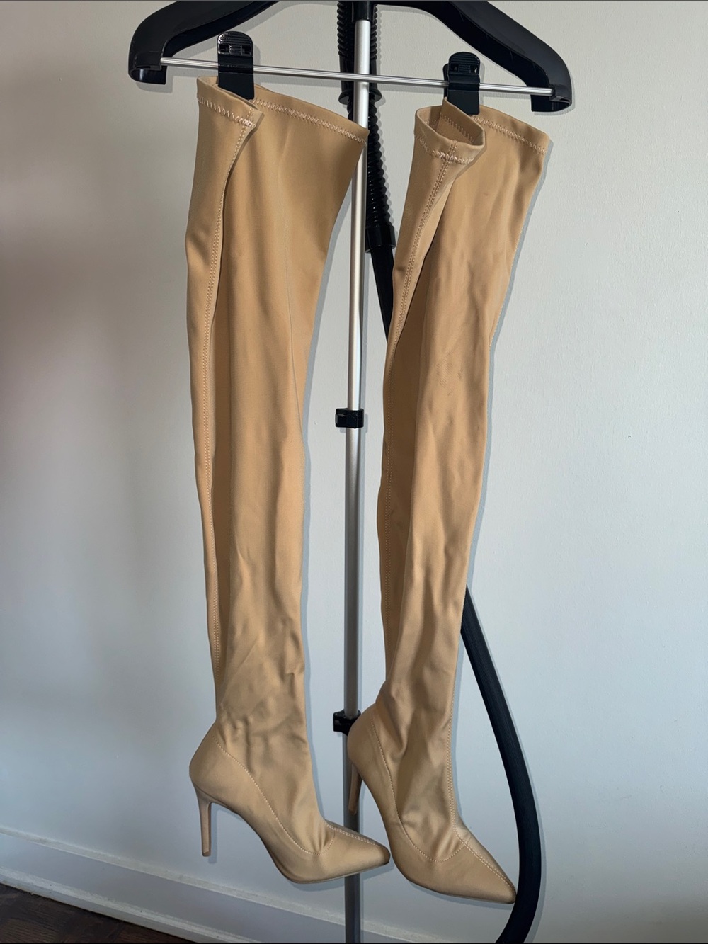 Fashion Nova Beige Over-the-Knee Pointed-Toe Stiletto Boots